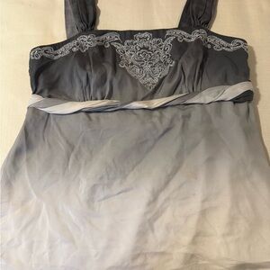 Gray Ombre Beaded Empire Waist Dress Top